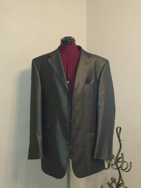 Silver Sport Coat with  Purple & Gold Dot Lining.